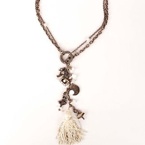 POGGI SLATE GRAY EVENING NECKLACE | WOMENS